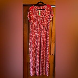 Red floral maxi dress